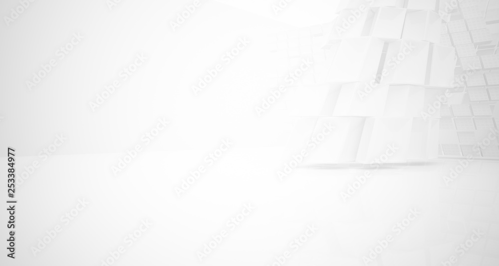 Abstract white parametric interior with window. 3D illustration and rendering. Abstract white parametric interior with window. 3D illustration and rendering.