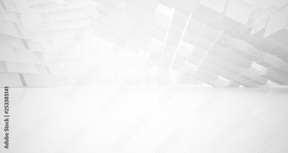 Abstract white parametric interior with window. 3D illustration and rendering. Abstract white parametric interior with window. 3D illustration and rendering.