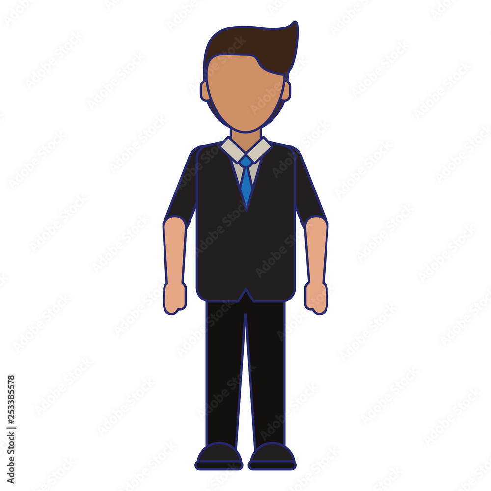 Executive businessman cartoon blue lines faceless