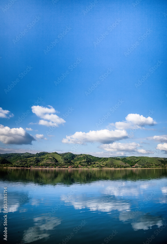 Sky reflected in lake. Landscape
