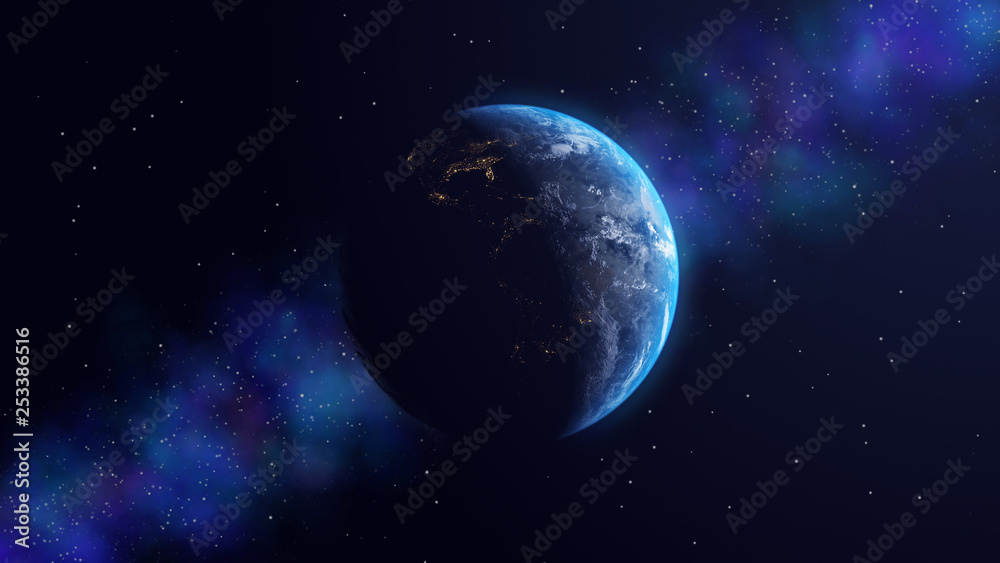 Earth day and night 3d render