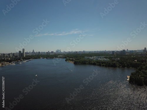 Copter sity view panorama Moscow