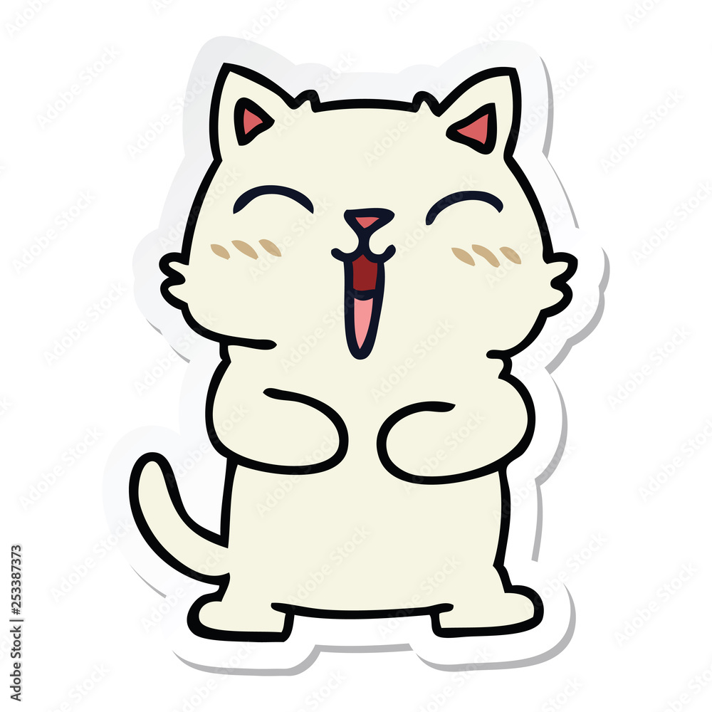 sticker of a quirky hand drawn cartoon cat sticker of a quirky hand drawn cartoon cat