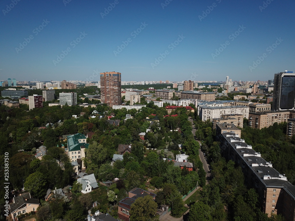Panorama copter moscow sity view
