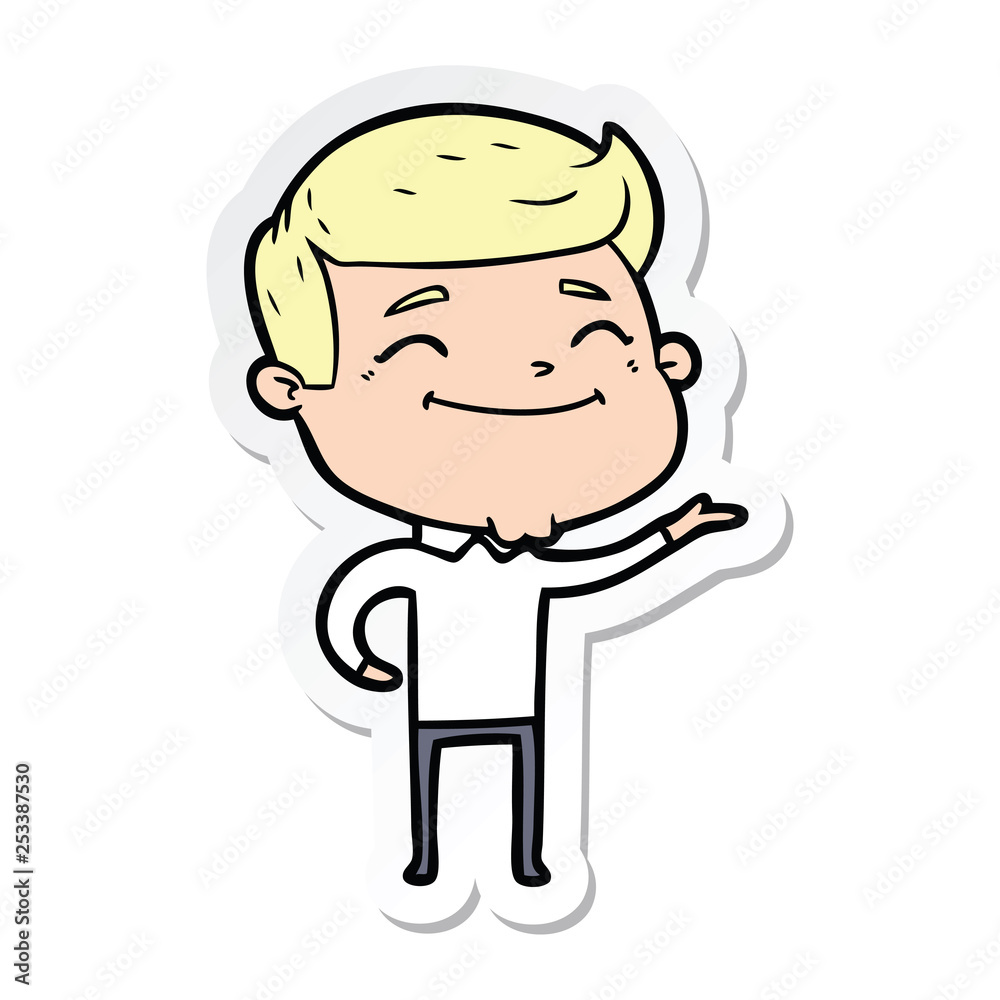 sticker of a happy cartoon man sticker of a happy cartoon man
