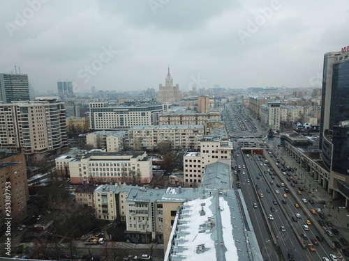 Canvas Print Panorama copter moscow sity view