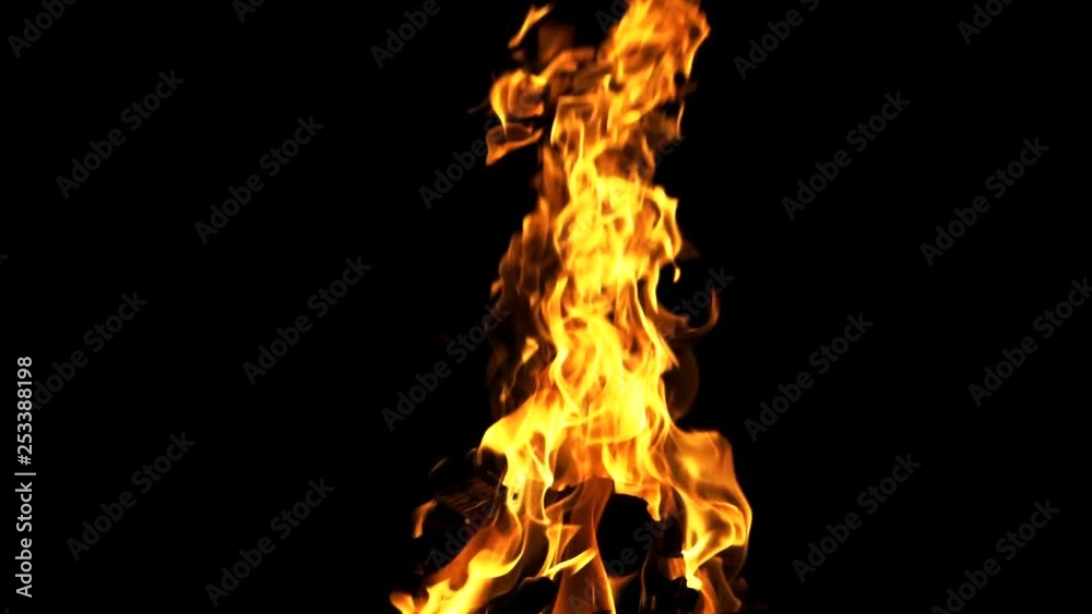 Bonfire in night. Close view. Slow motion. Campfire in the woods. Bonfire in night. Close view. Slow motion. Campfire in the woods.