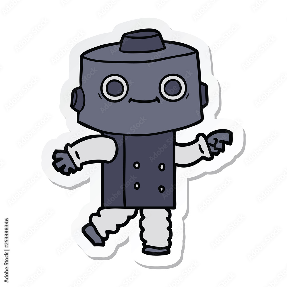 sticker of a cartoon robot sticker of a cartoon robot