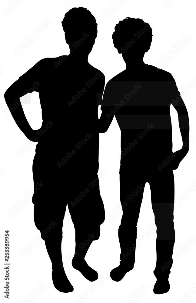 two men together, silhouette vector