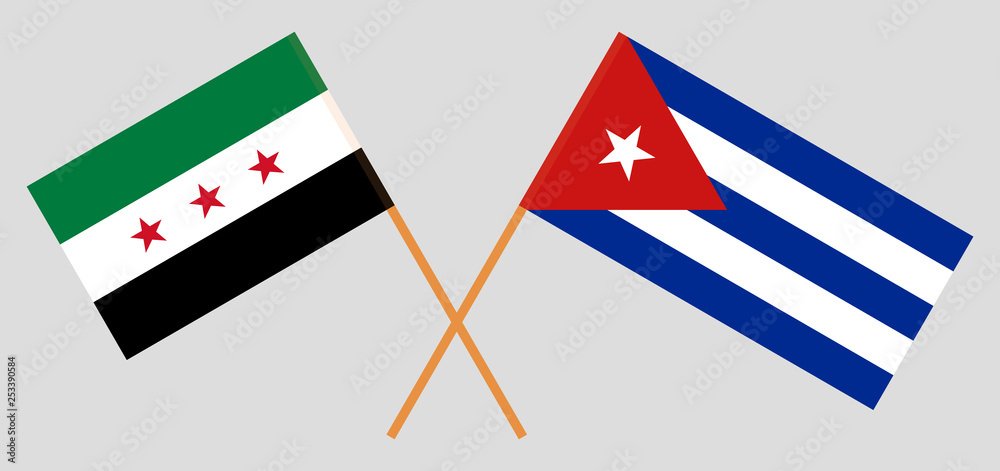 Cuba and Interim Government of Syria. The Cuban and Coalition flags. Official colors. Correct proportion. Vector Cuba and Interim Government of Syria. The Cuban and Coalition flags. Official colors. Correct proportion. Vector