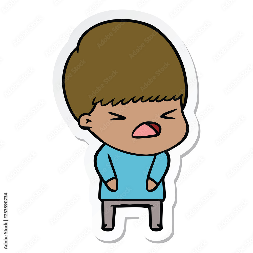 sticker of a cartoon stressed man