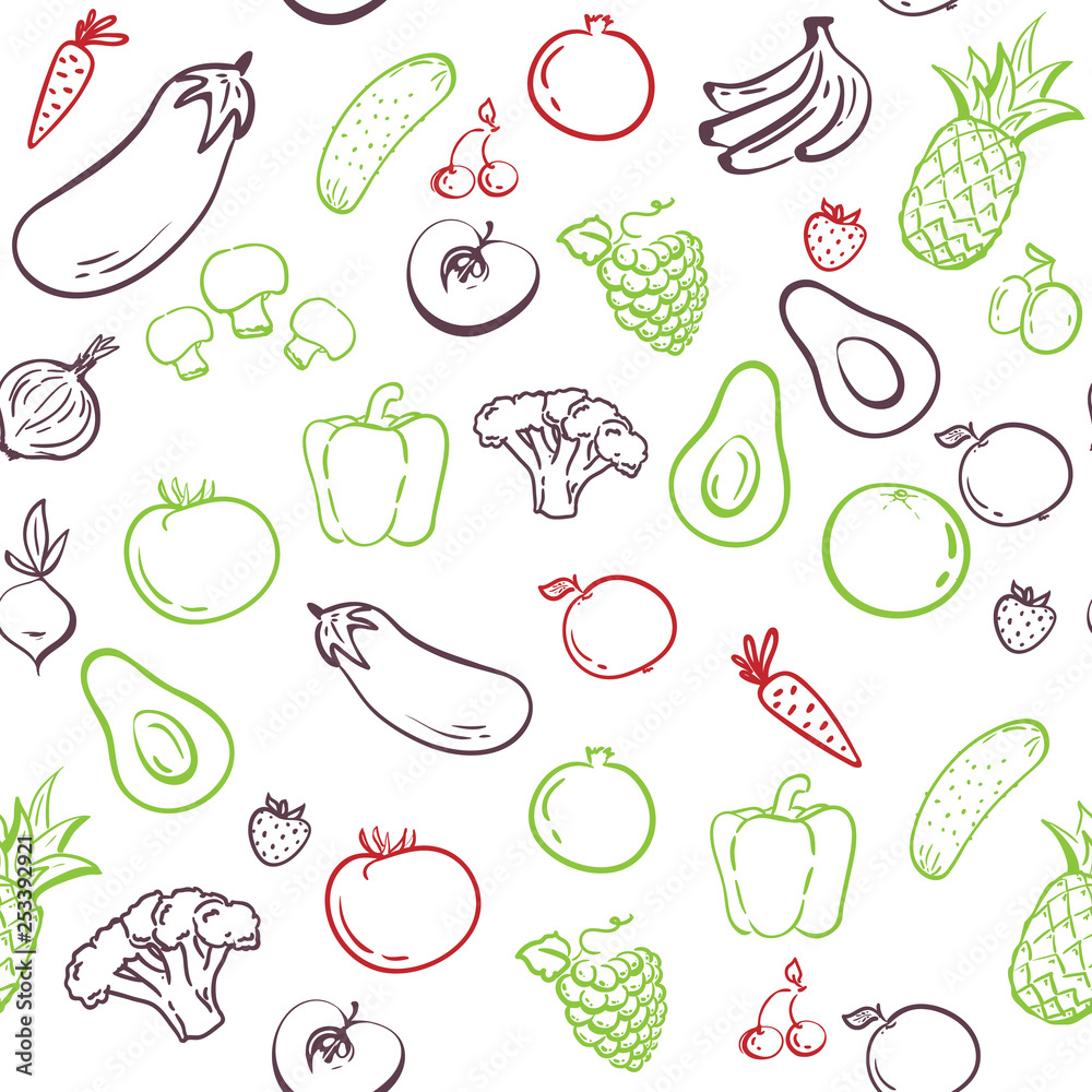 Healthy Food handdrawn illustration  Healthy food art Food collage How  to draw hands