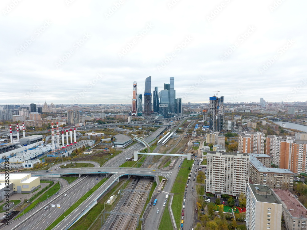 Fototapeta premium Copter panorama moscow sky