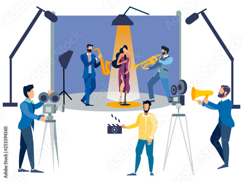Film set people flat. In minimalist style. Cartoon flat Vector
