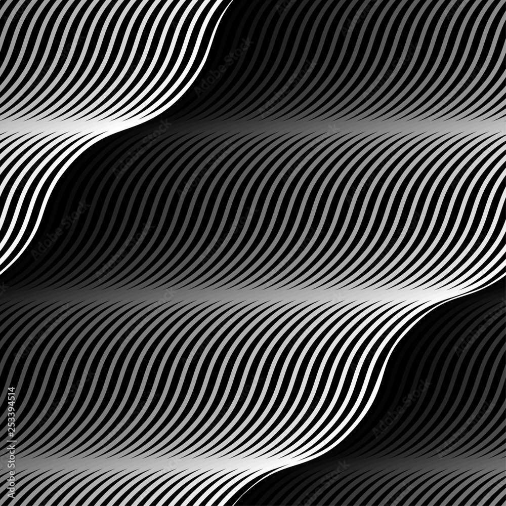 Abstract vector seamless op art pattern. Monochrome moire graphic ornament Abstract vector seamless op art pattern. Monochrome moire graphic ornament