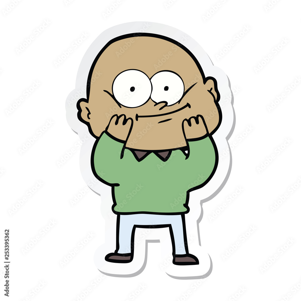 sticker of a cartoon bald man staring sticker of a cartoon bald man staring