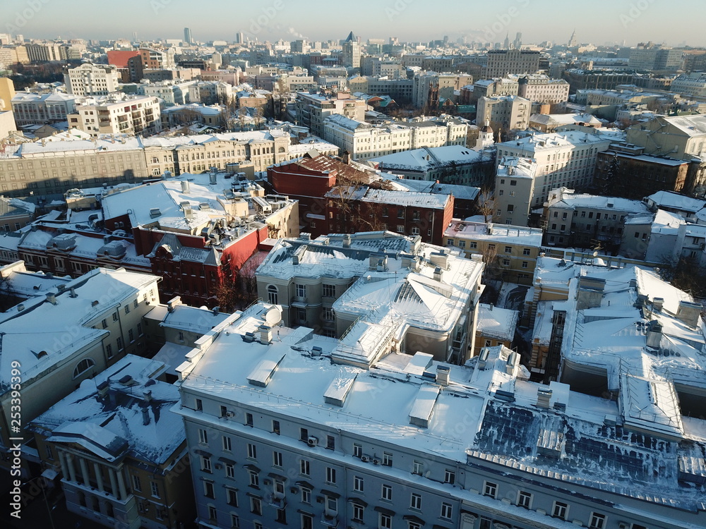 Panorama copter moscow sky