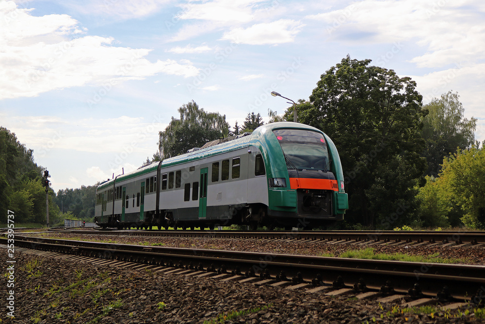 Naklejka premium high-speed train transports people