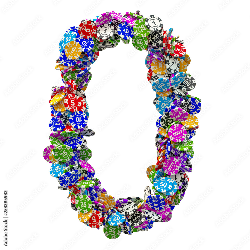 Number 0 from casino tokens. 3D rendering Number 0 from casino tokens. 3D rendering