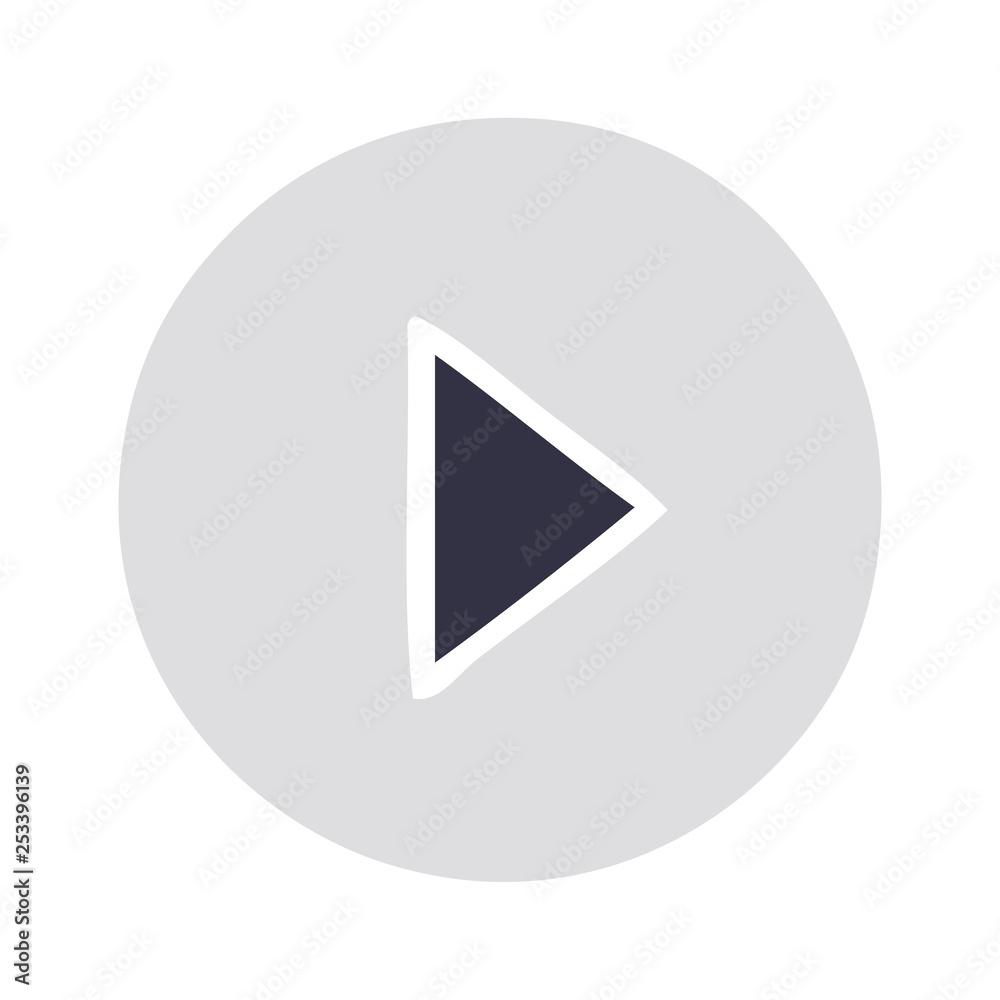 flat color retro cartoon play button