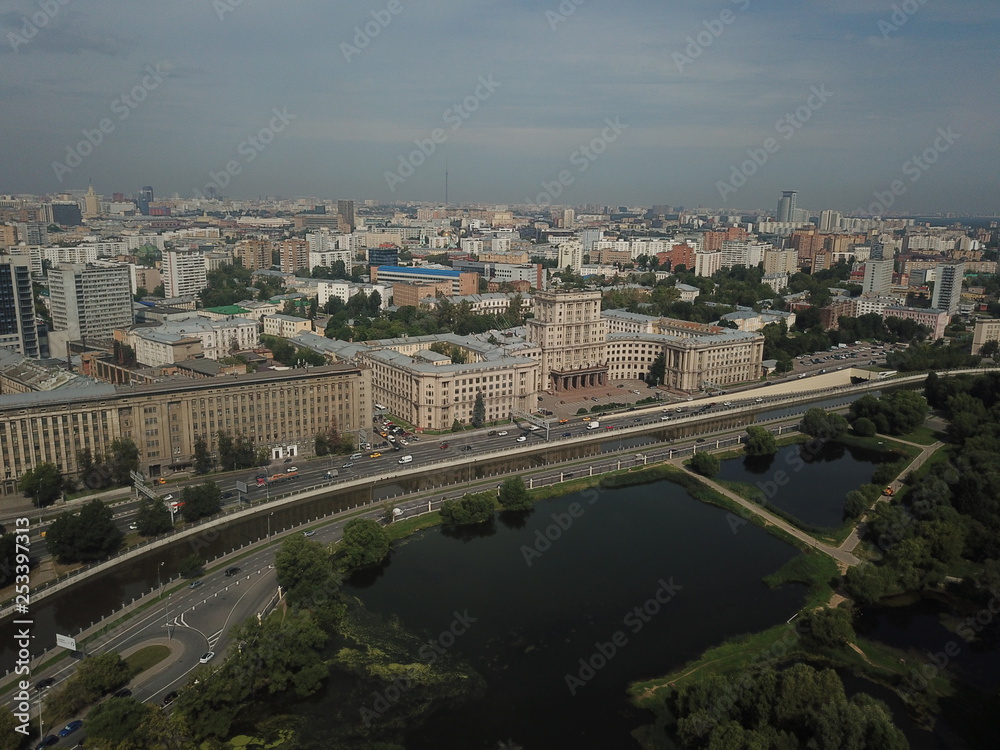 Moscow panorama copter sky