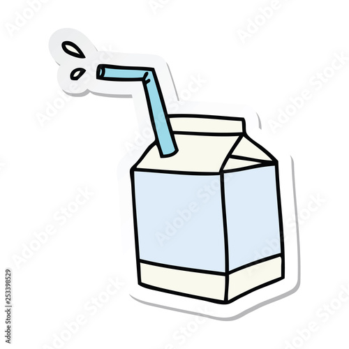 sticker of a quirky hand drawn cartoon quirky hand drawn cartoon of milk