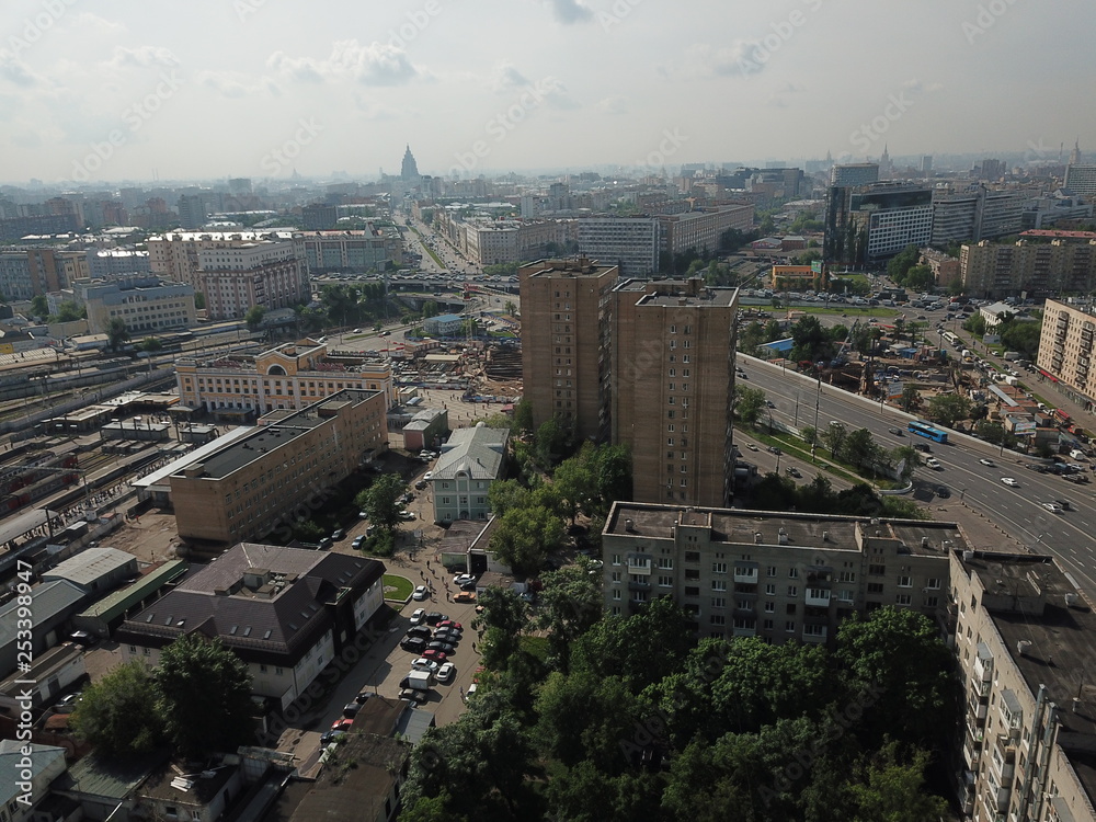 Fototapeta premium Moscow copter sky panorama