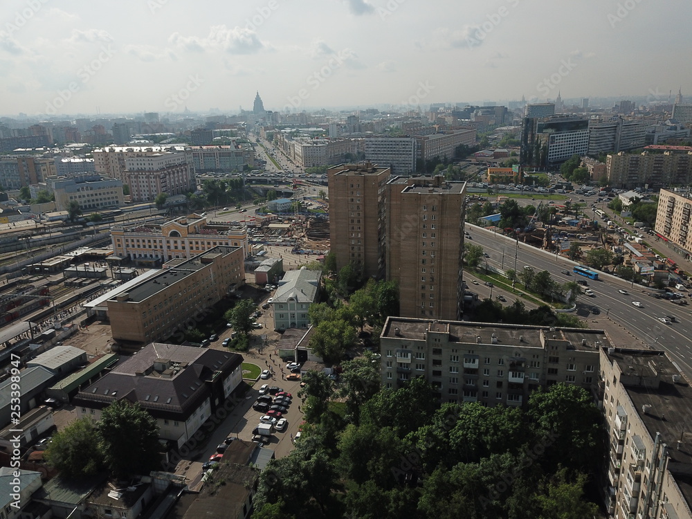 Moscow copter sky panorama