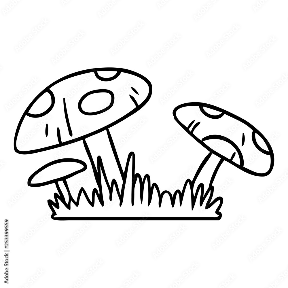 line drawing doodle of a toad stool line drawing doodle of a toad stool