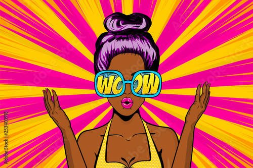 wow face woman pop art sale advertise