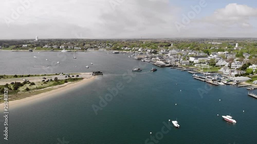 Ferries cross a small channel in New England off the coast of Marth's Vineyard. photo