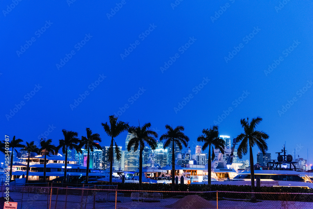 Obraz premium Miami Beach skyscrapers seen from Watson Island in Miami