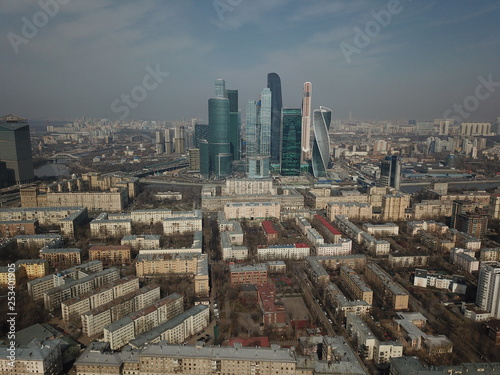 Obraz na płótnie Moscow copter sky view w salonie