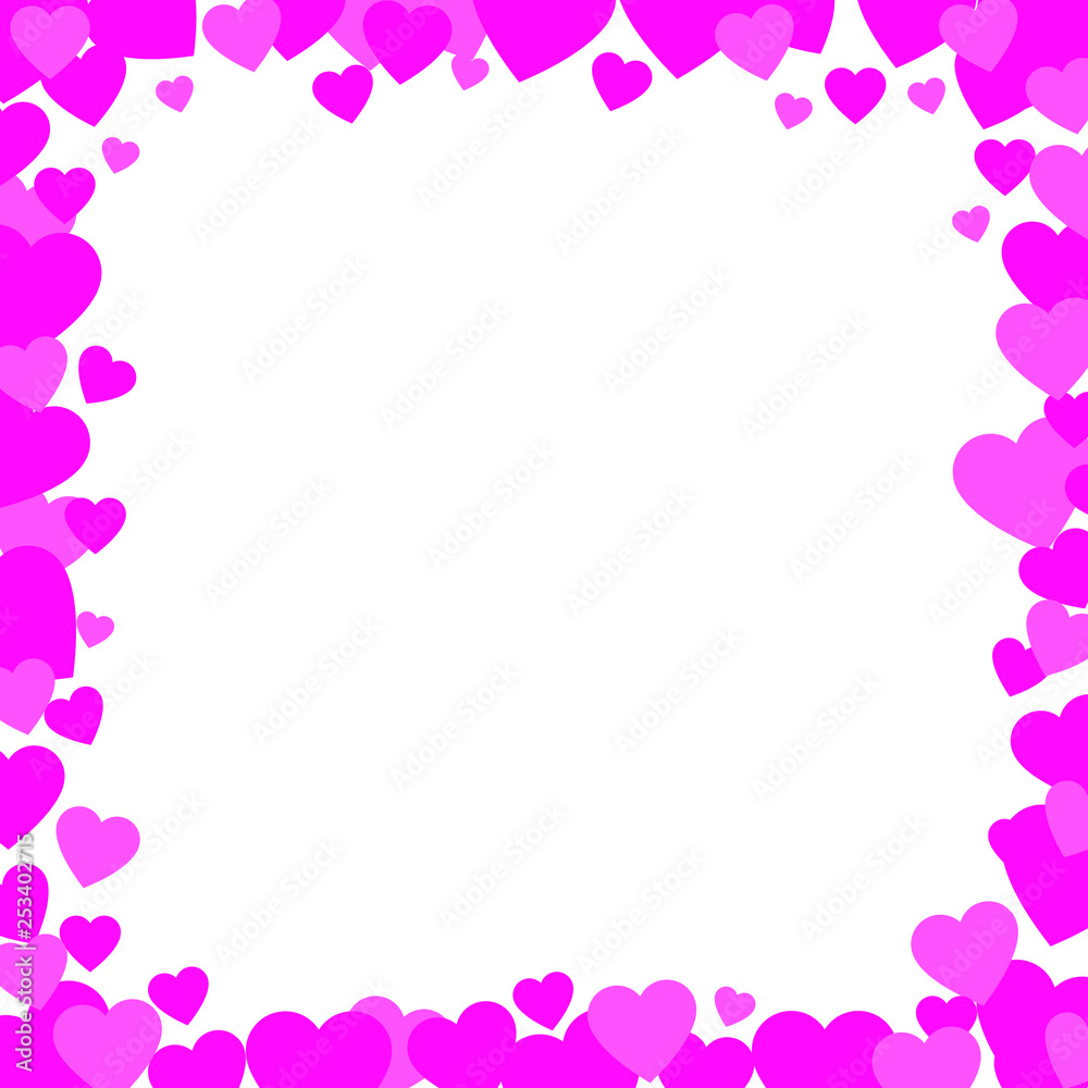 Pink Hearts illustration with frame for text. Valentine's day and Mother's day, women's day greeting card with border - pink, red colors. Banner, invitation or label Pink Hearts illustration with frame for text. Valentine's day and Mother's day, women's day greeting card with border - pink, red colors. Banner, invitation or label