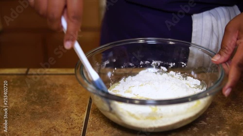 Wallpaper Mural SLOWMO mixing and folding batter with flour, butter, and egg mixture, Close Up Torontodigital.ca