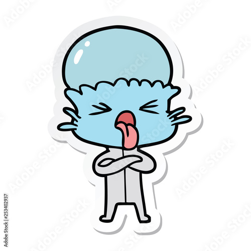 sticker of a disgusted cartoon alien