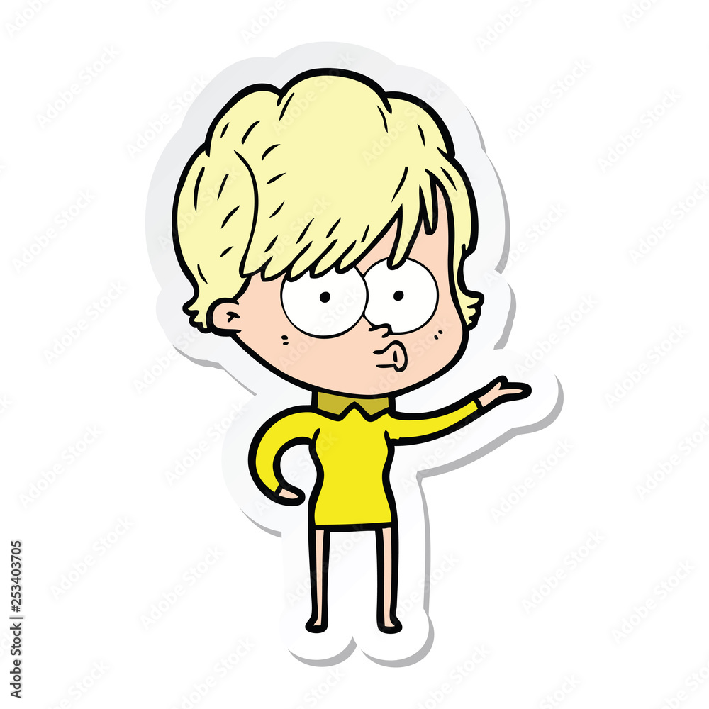 sticker of a cartoon woman