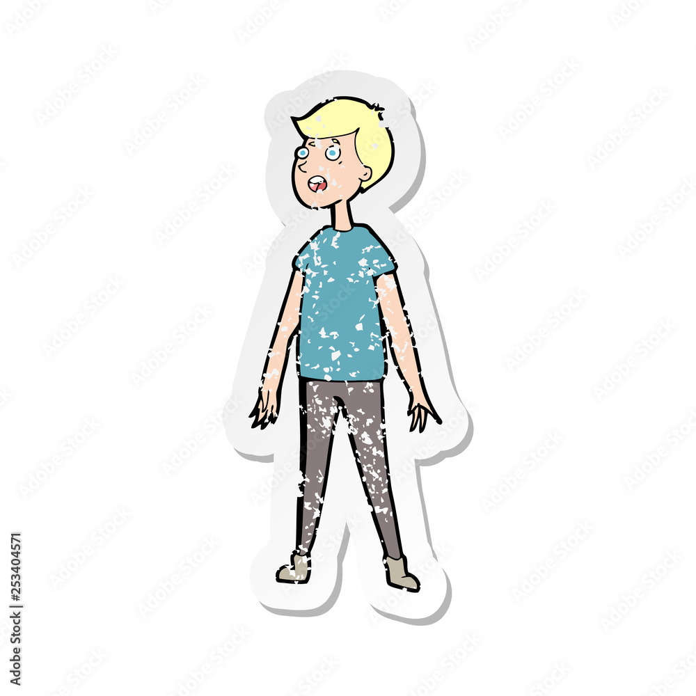 retro distressed sticker of a cartoon stressed man retro distressed sticker of a cartoon stressed man