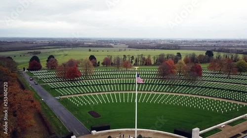 Aerial view of the American cemetary and memorial in Cambridge, United Kingdom. Fall 2017 photo