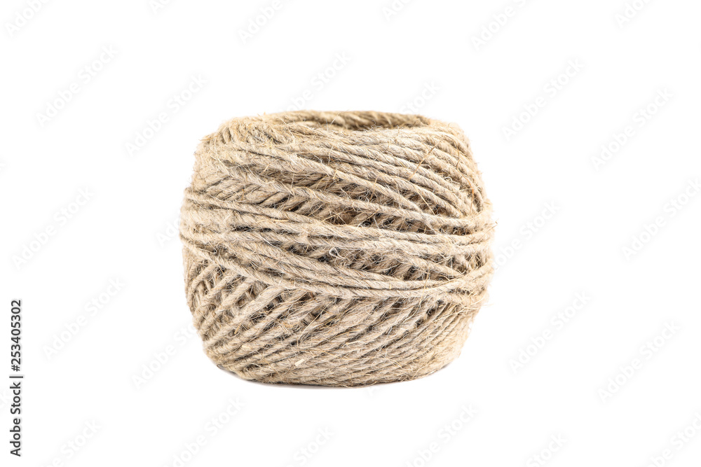 Spool of hemp rope isolated on white background Spool of hemp rope isolated on white background