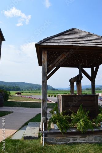 Well with mountains in the background