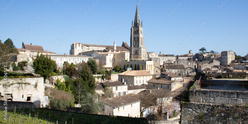 Saint Emilion, Gironde-Aquitaine / France - 03 05 2019 : landscape view of Saint Emilion village in Bordeaux region