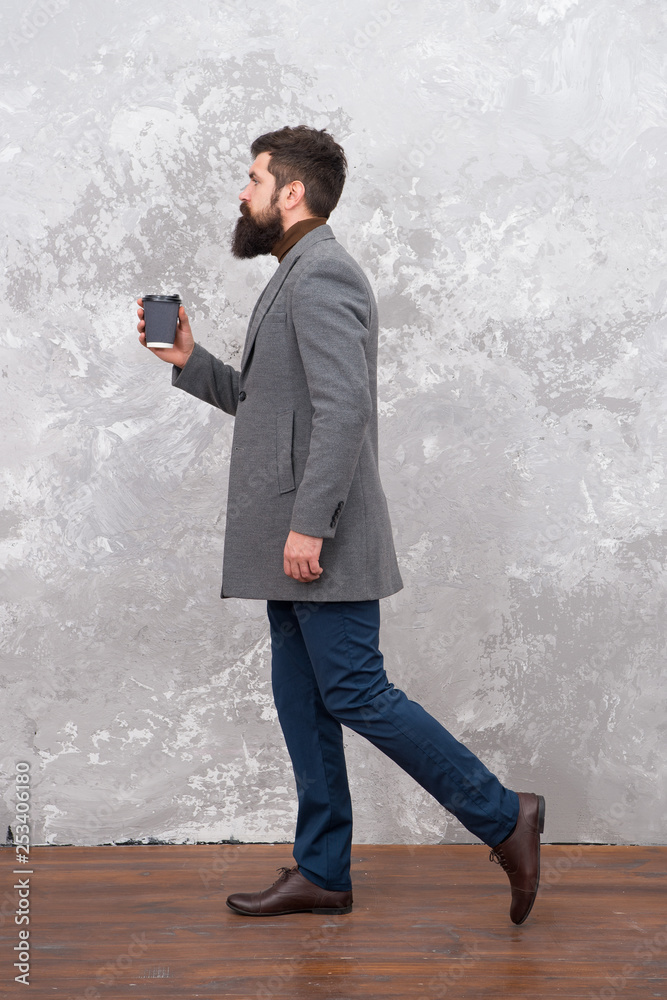 Careful with coffee cup. Man handsome bearded businessman hold cup coffee. Coffee break concept. Business people fashion style. Smart casual style clothes for office life. Best coffee served for him Careful with coffee cup. Man handsome bearded businessman hold cup coffee. Coffee break concept. Business people fashion style. Smart casual style clothes for office life. Best coffee served for him