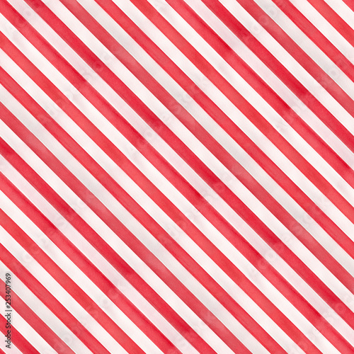 Rood en wit diagonaal strepen naadloos patroon. Decoratieve grungy klassieke feestelijke achtergrond. Handgetekende aquarel schetsmatige tekening voor scrapbooking, print, omslag, ontwerp, doek, decor, behang.