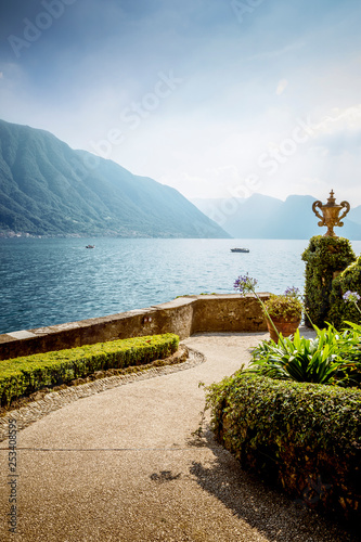 Garden of Villa del Balbianello in Lenno at Como Lake