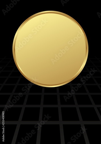 black background with perspective and golden banner