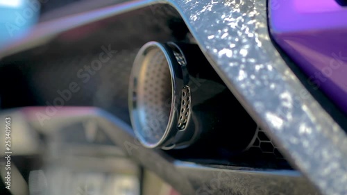Close up of the Lamborghini Huracán Exhaust going off photo