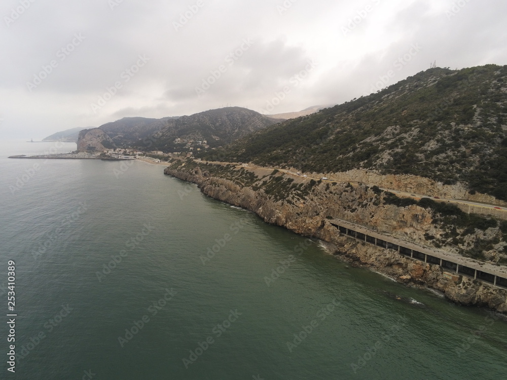 Aerial view of Garraf, Barcelona between Sitges and Castelldefels. Spain. Drone Photo Aerial view of Garraf, Barcelona between Sitges and Castelldefels. Spain. Drone Photo