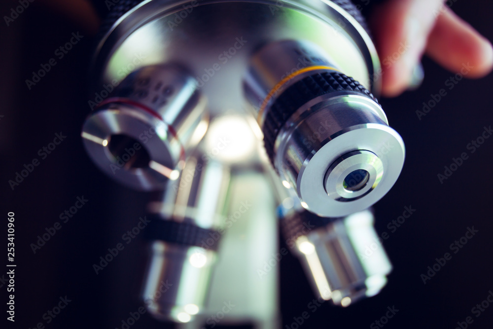 Laboratory microscope for scientific research. Microscope is used for conducting planned, research experiments, educational demonstrations in medical and clinical laboratories. Laboratory microscope for scientific research. Microscope is used for conducting planned, research experiments, educational demonstrations in medical and clinical laboratories.