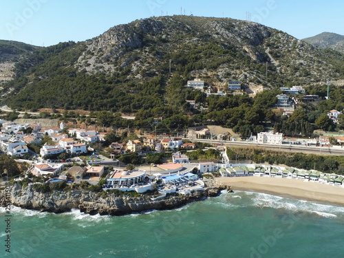 Aerial view of Garraf, Barcelona between Sitges and Castelldefels. Spain. Drone Photo